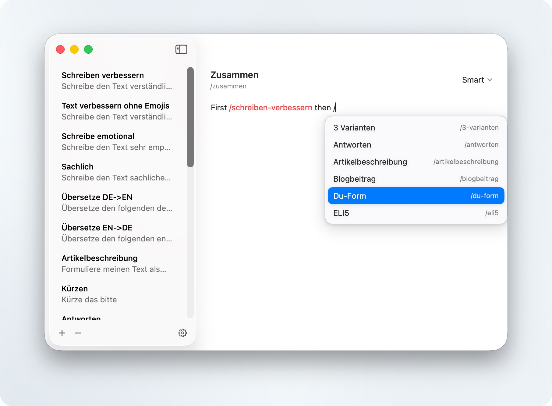 Snippetbar kombinieren